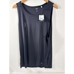DSG Men's Run Tank Pure Black Size Large Moisture Wicking Reflective UV 50+